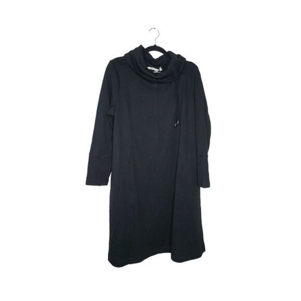 Soft Surroundings Sz Large Caryn Cozy Cowl Dress Black Warm Winter Long Sleeve